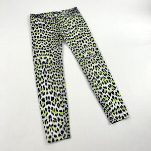 y2k Cavalli white green and black leopard print jeans